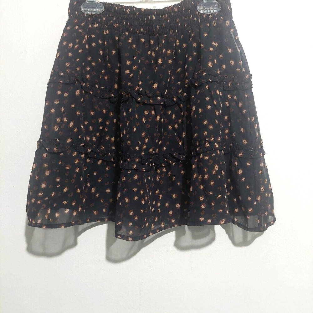 Le Lis Collection Women's Small Full Mini Skirt Lined Ruffles Stretch NEW